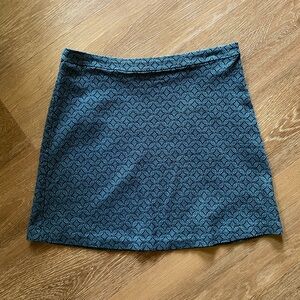 Margaret M Teal Patterned Mini Skirt